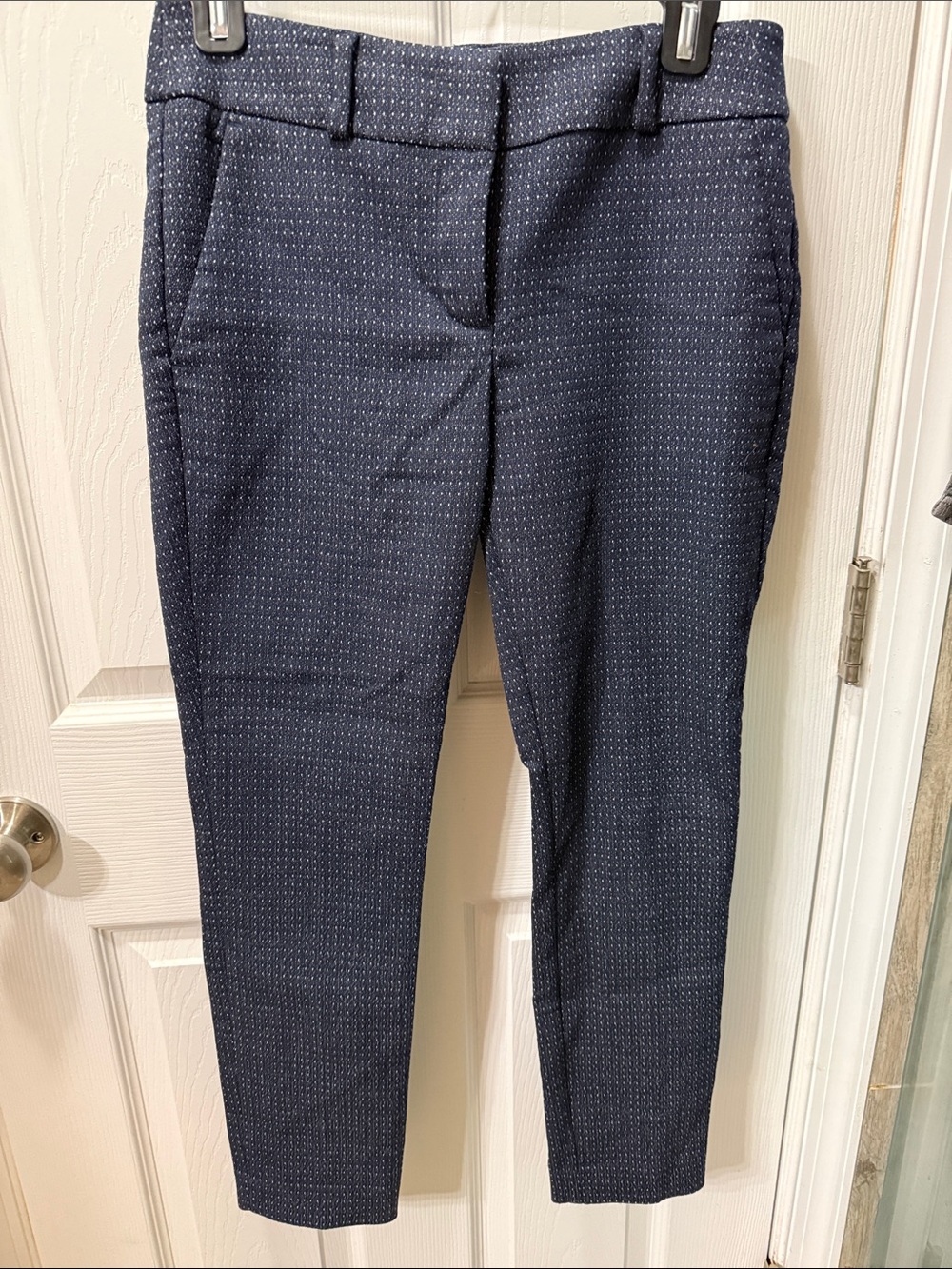 LOFT Navy Micro-Pattern Ankle Trousers